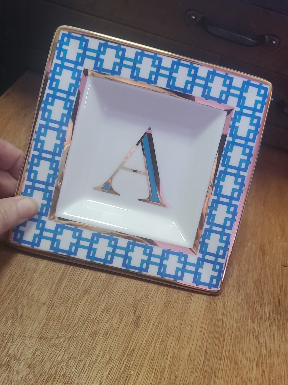 Wonder Decorative ceramic plate with A monogram D